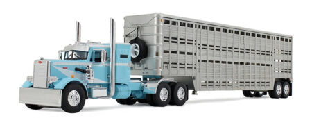 60-1816 Blue & White Peterbilt 351 w/Livestock Trailer