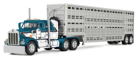 60-2136 Mariner Blue/Silver Kenworth W900A w/Livestock Trailer