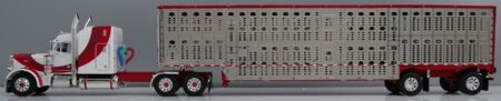 60-2229 white/red swoop stripe Pete 379 w/Livestock Trailer
