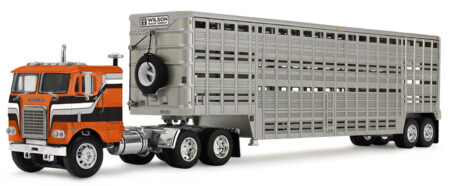 60-2290 Orange/Black Freightliner COE w/Livestock Trailer